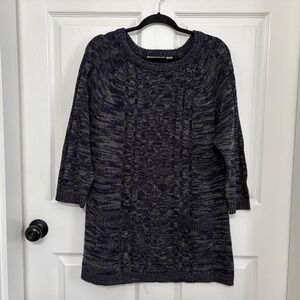 Jason Maxwell Sweater Womens 1X Purple Marled Tunic Pockets Cozy Cottagecore